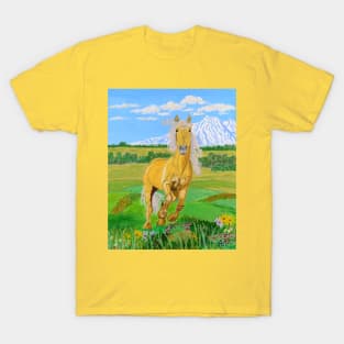 A running yellow horse T-Shirt